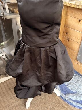 Black Strapless Bubble Hem Cocktail Dress | Avant Garde Party Dress